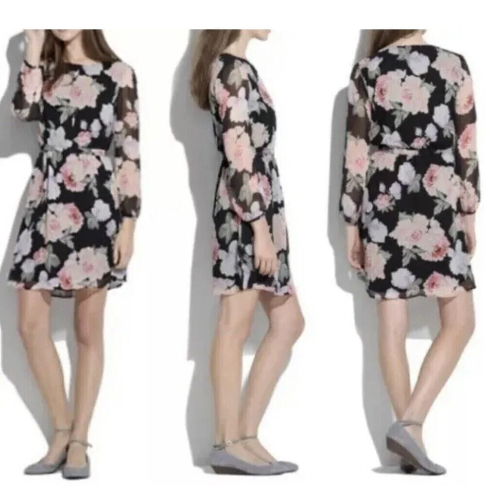 Madewell BROADWAY & BROOME Silk FLORAL Print MELODY ROSE Tea SECRETARY Dress 2